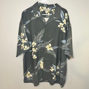 Tommy Bahama men's 100% silk tropical print short sleeve button down shirt XL